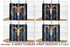 Zodiac tumbler/ zodiac sign Aries / 20 OZ dark tumbler wrap Product Image 1