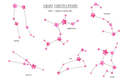 Watercolor 12 pink star Zodiac constellations Product Image 3