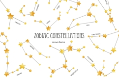 Watercolor 12 Zodiac star constellations Product Image 1