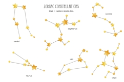 Watercolor 12 Zodiac star constellations Product Image 3