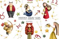 Watercolor Zodiac signs and constellation. Horoscope set Product Image 1