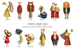Watercolor Zodiac signs and constellation. Horoscope set Product Image 2