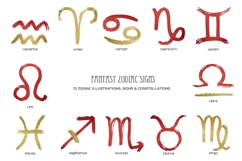 Watercolor Zodiac signs and constellation. Horoscope set Product Image 4