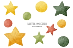 Watercolor Zodiac signs and constellation. Horoscope set Product Image 5