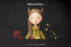 Watercolor Zodiac signs and constellation. Horoscope set Product Image 7
