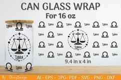 Can Glass 16 Oz Libbey Wrap SVG Zodiac Product Image 1