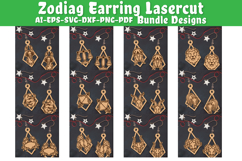 Zodiac Earring Lasercut | Earring Design Lasercut BUNDES 12 Product Image 1