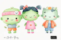 Cute Halloween Zombie Clipart | Halloween PNG Product Image 1