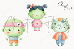 Cute Halloween Zombie Clipart | Halloween PNG Product Image 3