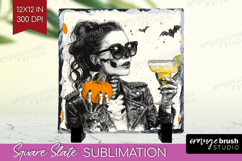 Zombie Halloween Slate PNG Spooky Season Square Slate Product Image 1