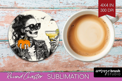 Zombie Halloween Round Coaster Spooky Season Coaster PNG Product Image 1