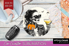 Zombie Halloween Car Coaster Spooky Season Coaster PNG Product Image 1