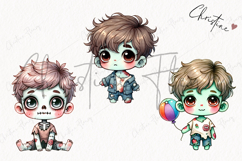 Cute Zombie Boys Clipart | Halloween PNG Product Image 3