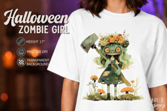 Zombie girl with axe Anime Creepy Halloween clipart Product Image 1