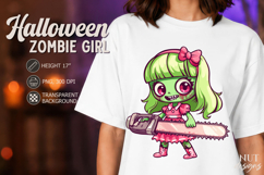 Anime Zombie Girl with Chainsaw Kawaii Halloween clipart Product Image 1