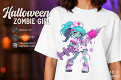 Cute Zombie Nurse with Syringe Anime Halloween clipart Product Image 1