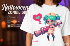 Kawaii Zombie Nurse with Syringe Medical Halloween clipart Product Image 1