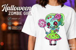 Cute Zombie Girl with Lollipop Chibi Halloween clipart Product Image 1
