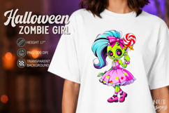 Funny Zombie Girl with Candy Chibi Halloween clipart Product Image 1