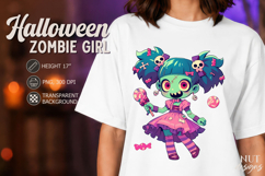 Cute Zombie Girl with Lollipop Kawaii Halloween clipart Product Image 1