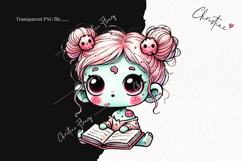 Cute Zombie Girls Clipart | Halloween PNG Product Image 2
