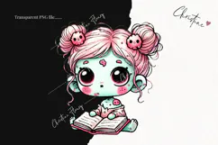 Cute Zombie Girls Clipart | Halloween PNG Product Image 2