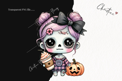 Cute Zombie Girls Clipart | Halloween PNG Product Image 2