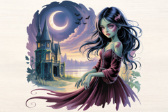 Zombie Girl with Castle PNG Sublimation Product Image 1