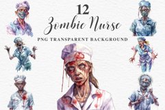 watercolor Zombie Skeleton Nurse, spooky clipart, nursery, Creepy halloween decoration art image Zombie Nurse Halloween Creaepy Clipart PNG Scrapbooking Art Tale Art Image Watercolor Transparent Print illustration sublimation creepy printable digital