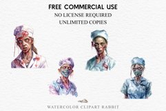 watercolor Zombie Skeleton Nurse, spooky clipart, nursery, Creepy halloween decoration art image Zombie Nurse Halloween Creaepy Clipart PNG Scrapbooking Art Tale Art Image Watercolor Transparent Print illustration sublimation creepy printable digital