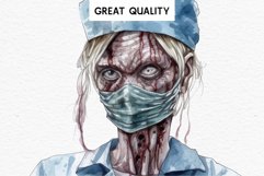 watercolor Zombie Skeleton Nurse, spooky clipart, nursery, Creepy halloween decoration art image Zombie Nurse Halloween Creaepy Clipart PNG Scrapbooking Art Tale Art Image Watercolor Transparent Print illustration sublimation creepy printable digital