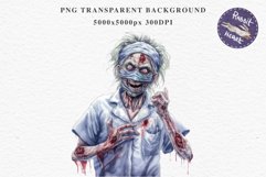 Zombie Nurse Halloween Creepy Clipart PNG Scrapbooking Art Tale Art Image Watercolor Transparent Print illustration sublimation creepy printable digital