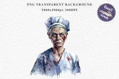 Zombie Nurse Halloween Creepy Clipart PNG Scrapbooking Art Tale Art Image Watercolor Transparent Print illustration sublimation creepy printable digital