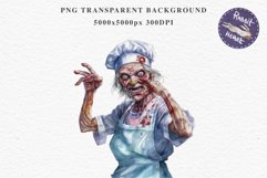 Zombie Nurse Halloween Creepy Clipart PNG Scrapbooking Art Tale Art Image Watercolor Transparent Print illustration sublimation creepy printable digital