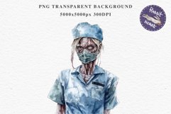 Zombie Nurse Halloween Creepy Clipart PNG Scrapbooking Art Tale Art Image Watercolor Transparent Print illustration sublimation creepy printable digital