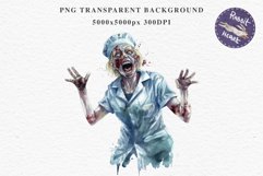 Zombie Nurse Halloween Creepy Clipart PNG Scrapbooking Art Tale Art Image Watercolor Transparent Print illustration sublimation creepy printable digital