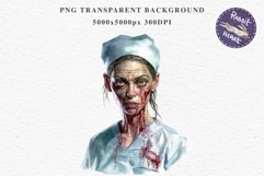 Zombie Nurse Halloween Creepy Clipart PNG Scrapbooking Art Tale Art Image Watercolor Transparent Print illustration sublimation creepy printable digital