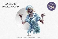 Zombie Nurse Halloween Creepy Clipart PNG Scrapbooking Art Tale Art Image Watercolor Transparent Print illustration sublimation creepy printable digital