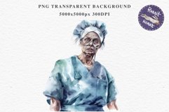 Zombie Nurse Halloween Creepy Clipart PNG Scrapbooking Art Tale Art Image Watercolor Transparent Print illustration sublimation creepy printable digital