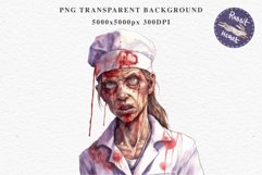 Zombie Nurse Halloween Creepy Clipart PNG Scrapbooking Art Tale Art Image Watercolor Transparent Print illustration sublimation creepy printable digital