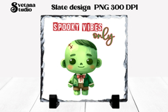 Cute Halloween zombie slate PNG | Halloween sublimation Product Image 1