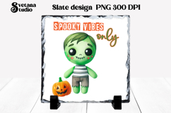 Cute Halloween zombie slate PNG | Halloween sublimation Product Image 1