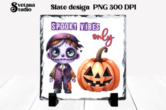 Cute Halloween zombie slate PNG | Halloween sublimation Product Image 1