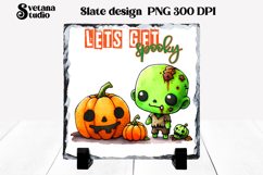 Cute Halloween zombie slate PNG | Halloween sublimation Product Image 1