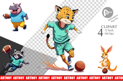Zoo Football Team Clipart Product Image 1