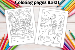Zoo coloring page PNG, coloring book for kids Product Image 1