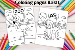 Zoo coloring page PNG, coloring book for kids Product Image 1