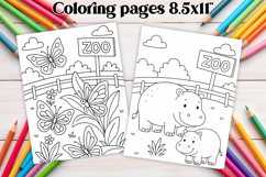 Zoo coloring page PNG, coloring book for kids Product Image 1