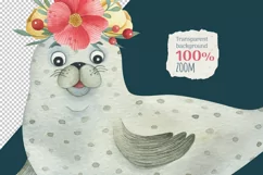 Cute Seal watercolor illustration. Sea animal character. Product Image 2