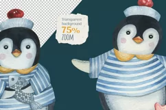 Cute Penguin watercolor clipart. Sea animal characters. Product Image 2